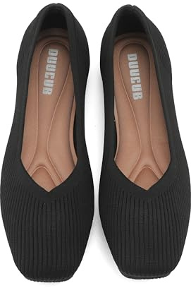 DUUCUB Women's Flats Shoes Women Comfortable Dress Shoes Squared Toe Flats Ballet Mesh Knit Flat Dressy Slip on Business Casual Shoes for Women