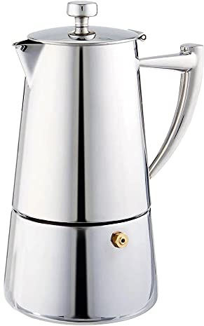 Cuisinox Roma Stovetop Espresso Maker COF-6R, Stainless Steel Coffee Percolator Stovetop, Heat-Resistant & Non-Reactive, 6-Cup Italian Espresso Maker Easy to Clean, Durable Stove Top Percolator