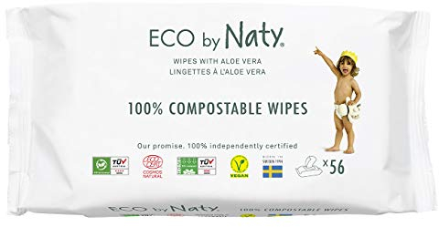 Eco by Naty plastikfreie Aloe Vera Baby Feuchttücher - 100 % kompostierbare und pflanzliche Tücher, gut für Babys und die empfindliche Haut von Neugeborenen (12 x 56 | 672 Stück)