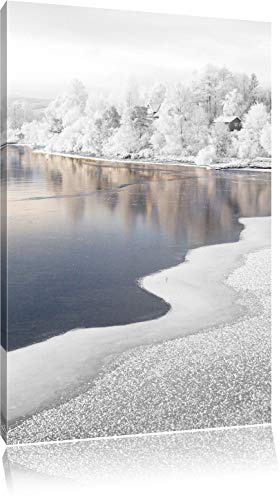 Pixxprint Traumhafte Winterlandschaft Wald Schnee, Größe: 60x40cm, Leinwandbild, fertig gespannt, Wandbild, Dekoration, Kunstdruck, kein Poster
