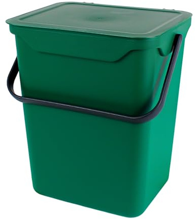 Easy Eco 10L Large Green Plastic Kitchen Compost Caddy/Food Bin for Food Waste Recycling - 10 Litre