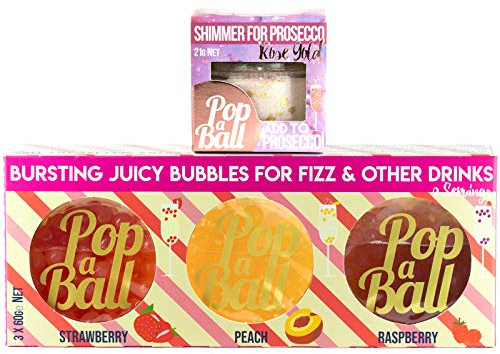 Popaball Bursting Bubbles & Rose Gold Drink Shimmer For Prosecco | Prosecco, Gin, Mocktail & Cocktail Making Gifts | Gift Set Ideas For Her, Hampers & Hen Parties