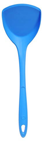 Kochblume Pfannenschaufel | Premium-Silikon & BPA frei| Hitzebeständig | Spülmaschinenfest | 36cm | Farbe: blau