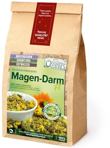 ORIGINAL LECKERLIES Magen-Darm-Fit Kräutermix, 500g Pferdekräuter, Kräuter für Pferde, Pferdefutter, Futterergänzung, Naturprodukt, Darmflora, Kotwasser, mit Ringelblume und wertvoller Kamille