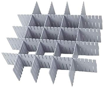 Onerbuy 8pcs regolabile griglia cassetto divisori DIY contenitore di plastica separatore ordinato organizzatore contenitore per biancheria intima calze cintura forniture per ufficio (Grigio)