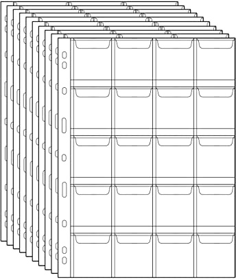 Coin Pocket Pages - Standard 9-Hole Coin Pocket Inserts Collecting Sleeves for Coins 10 Sheets CS03 Series (20 Pocket(44mm X 48mm Each Pocket), 10 Sheets)