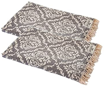 Carenesse handduk BAROQUE grå, ädel och högkvalitativ bordsduk sporthandduk sporthandduk ryggsäckshandduk campinghandduk, 100% bomull, 60 x 100 cm, resehandduk | Snygg vävning, ädel design, lätt och kompakt, ädel och delikat handduk set för badrum, kök och resor