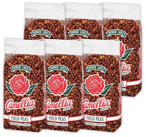 Camellia Brand Dried Field Peas – Premium Southern Peas for Hoppin’ John, Soups, Stews, Salads, and Casseroles – Non-GMO, Gluten-Free, High Protein & Fiber, Vegan and Vegetarian Friendly , 1 Pound (Pack of 6)