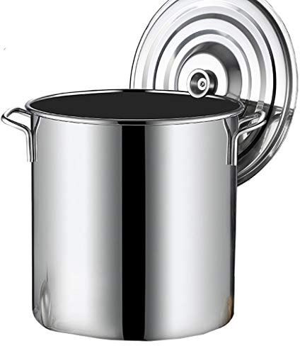 Bottom, 201 De Acero Inoxidable, Olla De Sopa Profunda For Catering Comercial/Doméstico, Con Tapa, For Estufa De Gas/Cocina De Inducción (10-90L) (Size : 18L)