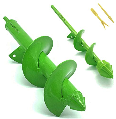 【Reinforced】Garden Auger Spiral Drill Bit for Planting, Fence Post Auger Post Hole Digger, Made of High-Strength Cast Steel, Used to Dirt/Hard Soil/Clay for 10mm Hex Driver Drill, 4x22cm & 8x30cm