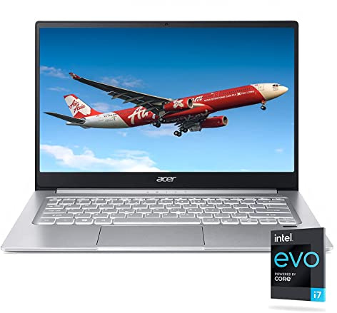 Acer Swift 3 Light Laptop, Intel EVO Core i7-1165G7.14 Inch FHD IPS, 8GB LPDDR4X, 512GB NVMe SSD, Intel Iris Xe Graphics, Wi-Fi 6, Backlit Keyboard, Fingerprint Reader, Thunderbolt 4, TWE Cloth