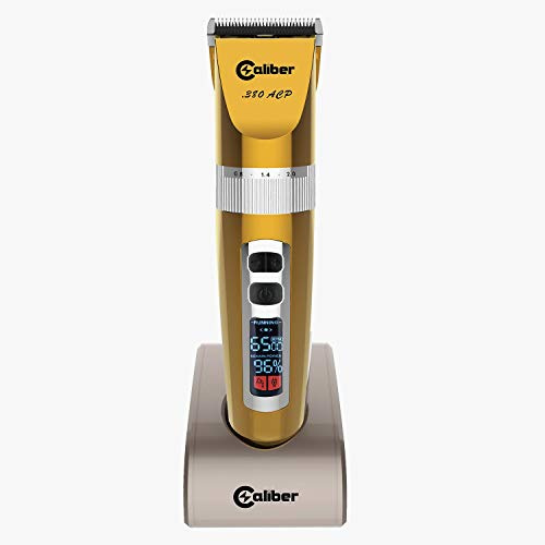 Caliber Pro .380 ACP Adjustable Clipper - Professional Barber & Stylist Electric Clippers - Quiet Hair & Beard Cutting - LED Battery & Oil Indicator - Men's Cordless Trimmers - Gold