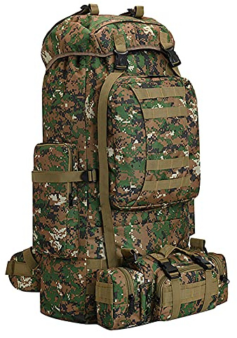 HongXingHai Molle Sac à dos tactique militaire imperméable et léger 100 l, Camouflage Woodland, X-Large, Sacs à dos de randonnée