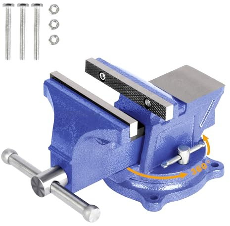 Nisorpa Schraubstock Drehbar 125mm Backenbreite Tischschraubstock mit Amboss 360° Drehbar Gusseisen Schraubstock Parallelschraubstock für Werkbank