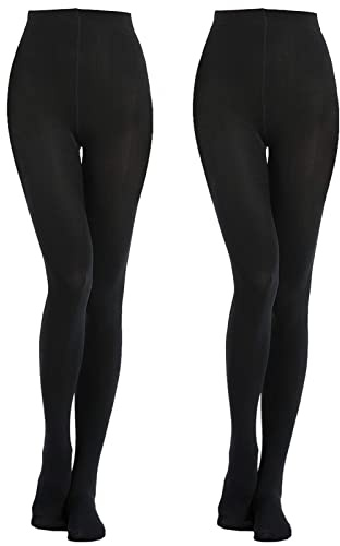 MANZI Damen Schwarz Winter Strumpfhosen 2er Pack Blickdichte,400 DEN