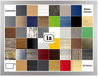 Colorello Deluxe Bilderrahmen Posterrahmen Din A1 Format 59,4x84,1 cm Farbe Mattsilber Silber Antireflex Kunstglas