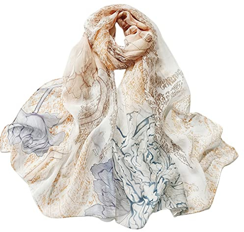 FAIRYGATE Chiffon Retro Schal Damen Leichtes Halstuch Seiden Chiffon Halstuch für Mädchen Frauen Halstuch Kopftuch