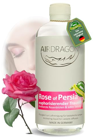 AIRDRAGON ROSE OF PERSIA - katalytischer Raumduft ohne künstliche Duftstoffe - natürlicher Raumduft mit naturreinem ätherischem Duft-Öl für jede katalytische Lampe 500ml - Made in Germany