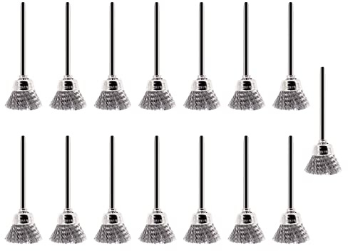 Wire Brush for Drill, 15Pcs Cup Brush Set Drill Bit Kit for Rust Corrosion Paint Removal, Cleaning Rust, Drills, Deburring