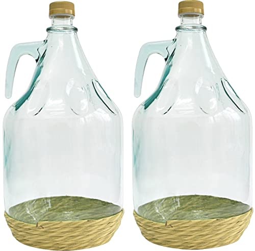 lilawelt24 3L Glasballon mit Korb/Weinballon Glas Flasche Wasserflasche GÄRBALLON GLASFLASCHE (2X 3L Glasflasche)