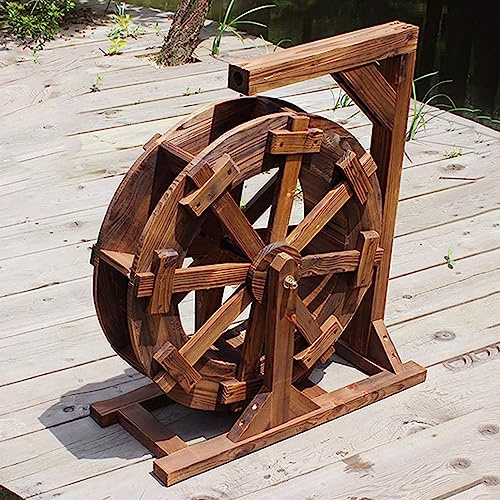 XTGDIEM Holz-Wasserrad-Brunnen, Garten-Wasserfall-Wasserpumpe, Holz-Design-Rad-Brunnen, Terrasse, Garten-Wasserspiel-Rad, Freistehende Gartendekoration (Size : 30cm(11.8inch))