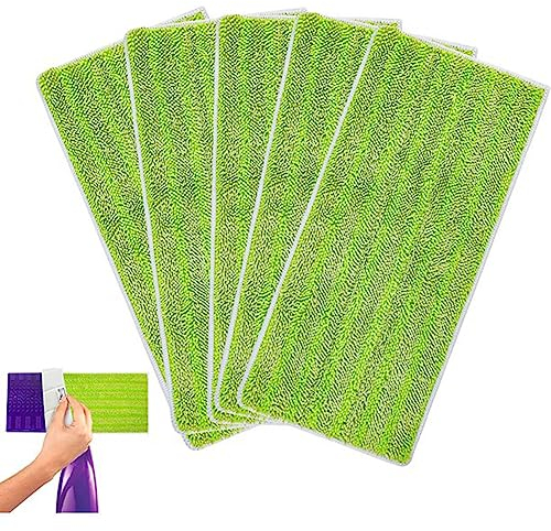 RIAAJ 5-teiliges Mikrofasertuch-Set für Wiederverwendbare Nassstrahl-Mopp-Pads, grün, waschbar, Reinigungs-Mikrofasertuch-Set, 29 x 15 cm, Haushalt, China
