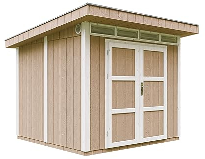 Casetta da Giardino di QUALITÀ PREMIUM 5,9m²-L279xW293cm-con Pavimento, Tegole Bituminose,Set di Vernici-Costruzione con pannelli LP Smartside - Capanno da giardino - TIMBELA M903A-Terra Brown