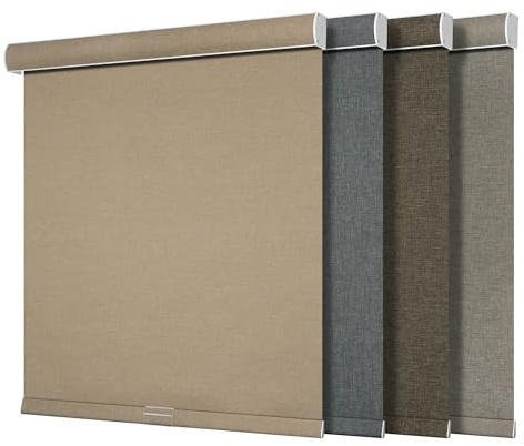 Boolegon Light Filtering Roller Shades for Windows,Cordless,Linen Fabric,Roller Blinds,Thermal Insulated Fabric UV Protection,for Home,Office,Bedroom,Door,Light Filtering-Beige,Custom Size