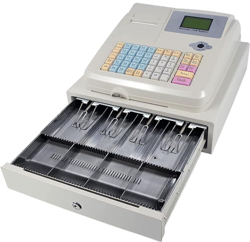 ExoticaBlend Registrierkassen mit Digitaler LED-Anzeige mit Schubladenbox, Registrierkasse für Kleine Unternehmen, Kassensystem-Registrierkasse mit Kassenablage