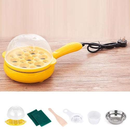 Snabb äggkokare, Elektrisk äggkokare För Hårdkokta ägg, Multifunktionell 2 I 1 äggkokare Non Stick Egg Stekpanna, Automatisk Avstängd äggkokare För Hemköket(gul)