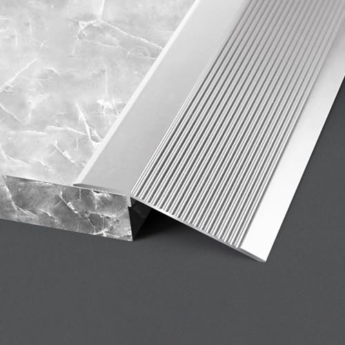 Übergangsprofil 10cm Breit Boden-Übergangsleiste Schwellenrampen Für Türöffnungen, Geriffelter Aluminium Reduzierung Randverkleidung Für Bodenbeläge, Holz Zu Fliesen, ( Color : Silver , Size : 200cm/7