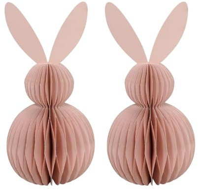 Posiwio 2tlg. Hase Paper aus Papier Osterhase Falthase H30cm Deko Ostern - ROSA
