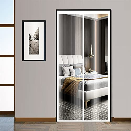 Magnetische Fliegengittertür 80 x 210 cm, Faltbare Fliegengittertür magnetisch mit für die Balkontür, Kellertür und Terrassentür, weiß