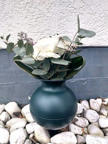 meytrade Bodenvase Grabvase für Blumen mit Stecker rund wetterfest für Friedhof, dekorative Friedhofsvase ca. 20cm groß, VaseSteck05