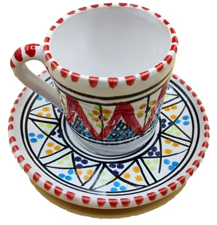 Servicio de tazas de café de cerámica tunecina – Elegancia artesanal para tu cocina Juego de 4 unidades. 1211200917