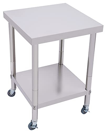 RainWeel Küchenregal Edelstahl Arbeitstisch mit Rollen und 2 Lagen Lagerregal Tragfähigkeit: 300kg Standregal Aufbewahrungsregal 60 x 60 x 85 cm