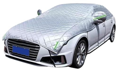 5.3×2.5M Halbe Autoabdeckung Mit Reflektierendes Warnband - Hagelschutz Auto Abdeckung, Hagelschutzplane Auto, Vierschichtiges Verdicktes Autogarage Abdeckung Wasserdicht, Hageldecke Für Autos