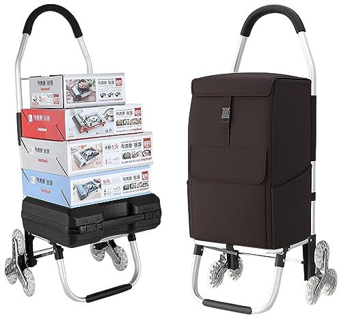 Carrello Spesa Pieghevole capacità di Salita Scale 60 l Borsa Impermeabile 60 kg Tre Ruote Maniglia Imbottita Carrello Spesa Versatile per Ufficio Viaggi (E)