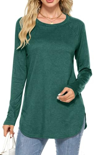 Teesho Dam, lång skjorta, eleganta toppar, bomull, t-shirt, ledig långärmad skjorta, toppar, tunika, B-grön, XXL