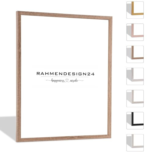 Rahmendesign24 Bilderrahmen Nero 15x21 (DIN A5) Sonoma Eiche Fotorahmen, Wechselrahmen, Posterrahmen, Puzzlerahmen, schmaler Bilderrahmen