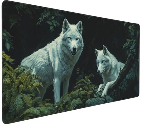 Large Mouse Pad 900x400x4mm Wolf Gaming Mouse Mat Dog XL Mousepad Anti-Fray Stitched Edges with Non-Slip Rubber Base,Ergonomic Mouse Pad Extended Desk Mat,for Home Office Accessories PC,Laptop