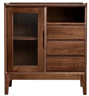 Buffet en noyer massif avec portes en verre et tiroirs Idéal pour le rangement de buffets dans les restaurants et les cuisines