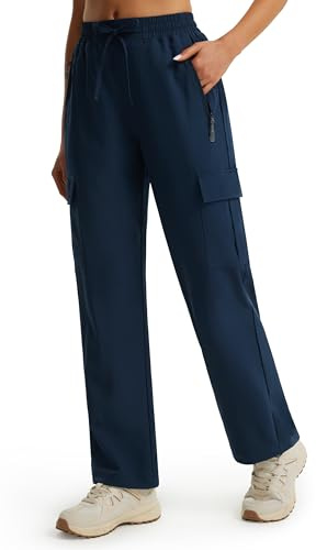 Libin Women's Hiking Cargo Pants 29 Lightweight Quick Dry Casual Work Tactical Safari Pants Water Resistant Outdoor Travel Camping Climbing Hunting Trendy Clothes, Navy L