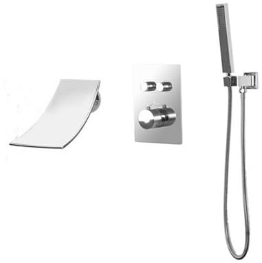 Miscelatore Termostatico Doccia Cromato Rubinetto Vasca da Bagno con Doccetta Miscelatori a Cascata Miscelatore Doccia Incasso con Deviatore