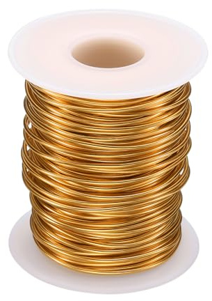 QUARKZMAN Alambre de Bonsái de Aluminio Anodizado en Rollo de Entrenamiento de 1.5Mm/15 Gauge de 30M de Longitud Alambre de Bonsái Flexible para Jardín, Paisajismo, Plantación, Dorado