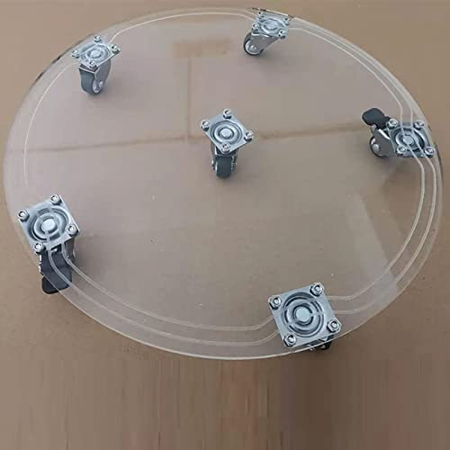 Carrello per piante con ruote universali, base trasparente resistente, vassoio in acrilico, supporto per piante in vaso, carrello per fiori rotondo, fioriera girevole per interni ed esterni (traspar