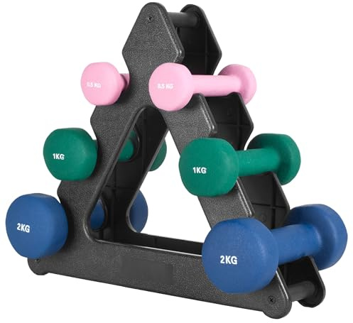 GORILLA SPORTS® Neopren Kurzhanteln 0,5–5 kg, 2er Set oder 31-kg-Set | Rutschfeste Gymnastikhanteln mit abgerundeten Kanten; Hanteln, Gewichte, Hantelset, Dumbbells, Hantelbaum, Kurzhantelständer