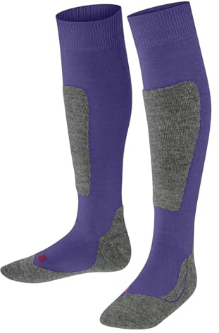 FALKE Active Ski K Kh Lana Hilo Funcional Gruesos cálidos Calcetines de esquí, Morado Crocus 8305, 31-34 Unisex niños