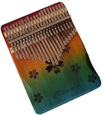 Mahagoni Kalimba Instrument Daumenklavier Mit Reinigungstuch, Stimmungshammer Notenaufkleber Klaviertasche, Fingerklavier Musikliebhaber Teenager(21 keys,Clover A)