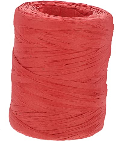 Cuerda de Papel de Embalaje Roja 100m, 1 Rollo para Manualidades y Tarjetas